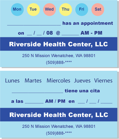 multi-lingual appointment card